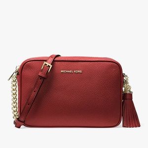 Michael Kors Jet Set Camera Crossbody Bag Purse - Brick Red